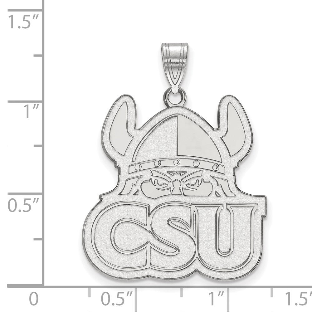 Sterling Silver Rhodium Plated Logoart Cleveland State University Extra Large Pendant