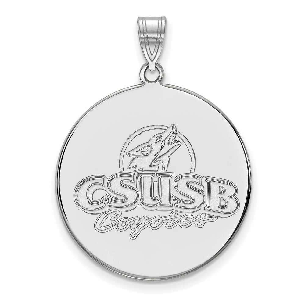 10K White Gold Logoart California State University San Bernardino Coyotes Extra Large Disc Pendant