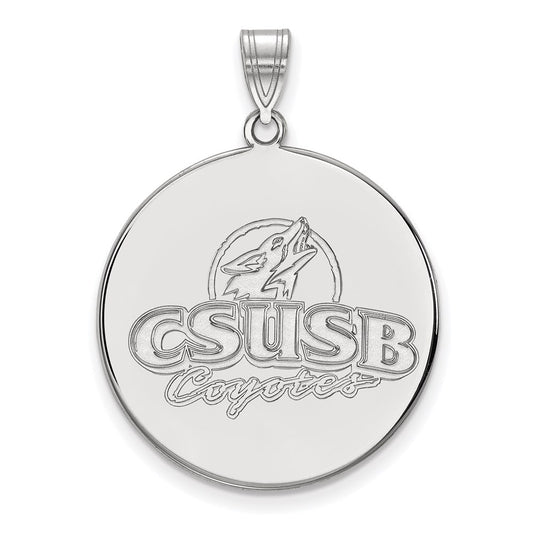 10K White Gold Logoart California State University San Bernardino Coyotes Extra Large Disc Pendant