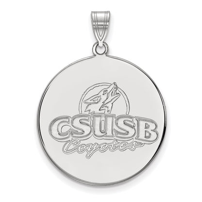 14K White Gold Logoart California State University San Bernardino Coyotes Extra Large Disc Pendant