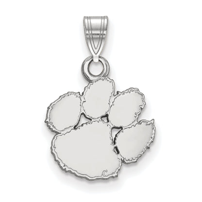 Sterling Silver Rhodium Plated Logoart Clemson University Tiger Paw Small Pendant