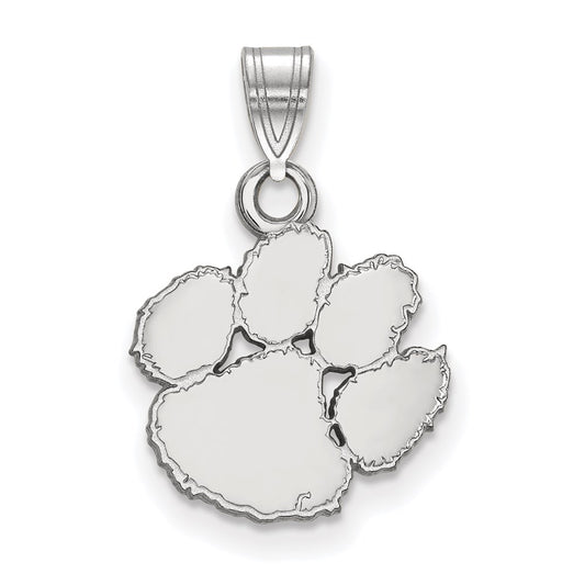 14K White Gold Logoart Clemson University Tiger Paw Small Pendant
