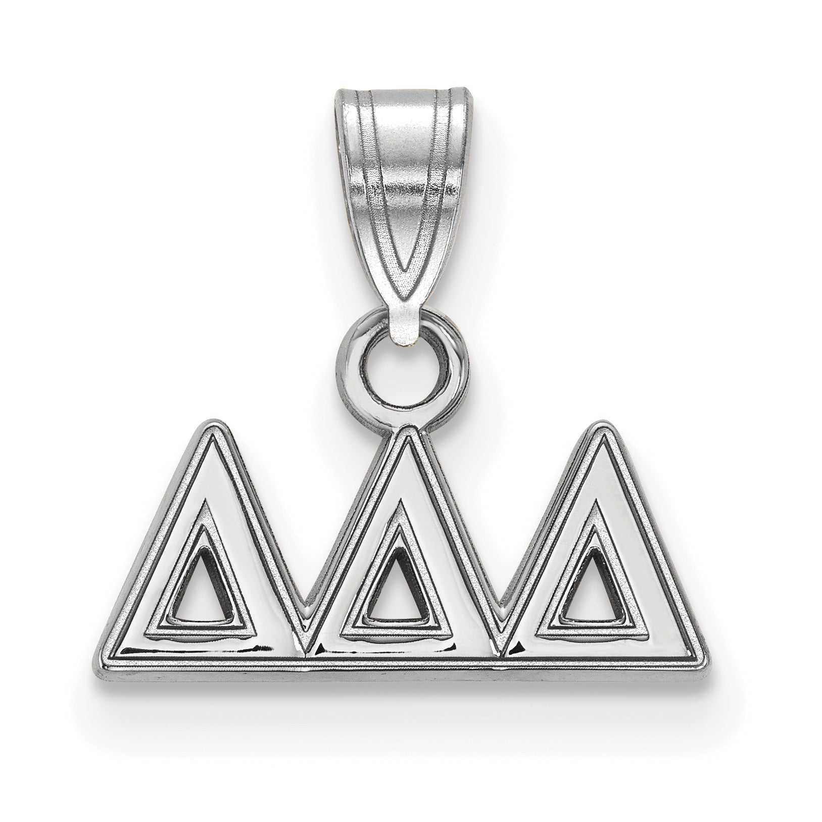 Sterling Silver Rhodium Plated Logoart Delta Sorority Greek Letters Small Pendant