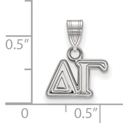 Sterling Silver Rhodium Plated Logoart Delta Gamma Sorority Greek Letters Small Pendant
