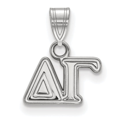 Sterling Silver Rhodium Plated Logoart Delta Gamma Sorority Greek Letters Small Pendant