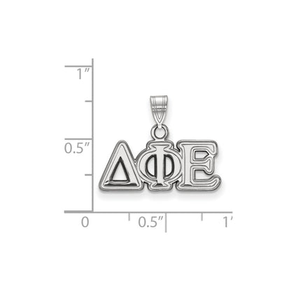 Sterling Silver Rhodium Plated Logoart Delta Phi Epsilon Sorority Greek Letters Small Pendant