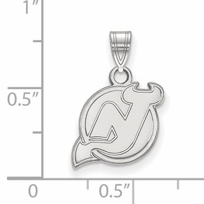 Sterling Silver Rhodium Plated Nhl Logoart New Jersey Devils Small Pendant