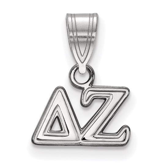 Sterling Silver Rhodium Plated Logoart Delta Zeta Sorority Greek Letters Small Pendant