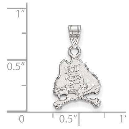 14K White Gold Logoart East Carolina University Pirate Small Pendant