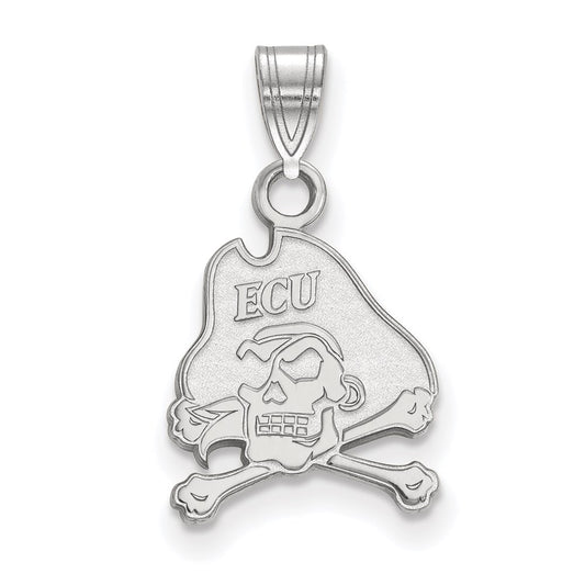 10K White Gold Logoart East Carolina University Pirate Small Pendant