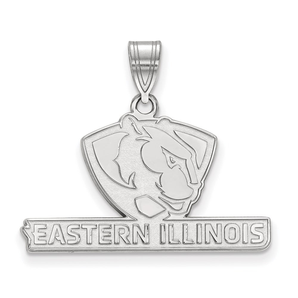 Sterling Silver Rhodium Plated Logoart Eastern Illinois University Medium Pendant