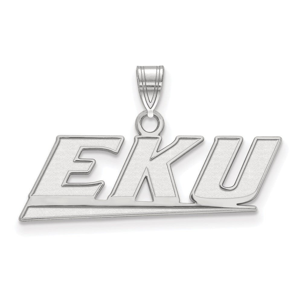 14K White Gold Logoart Eastern Kentucky University E K U Small Pendant