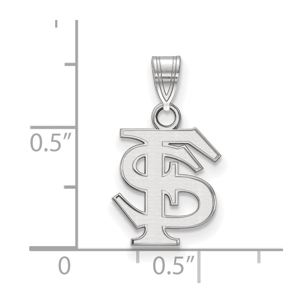 14K White Gold Logoart Florida State University F S Small Pendant