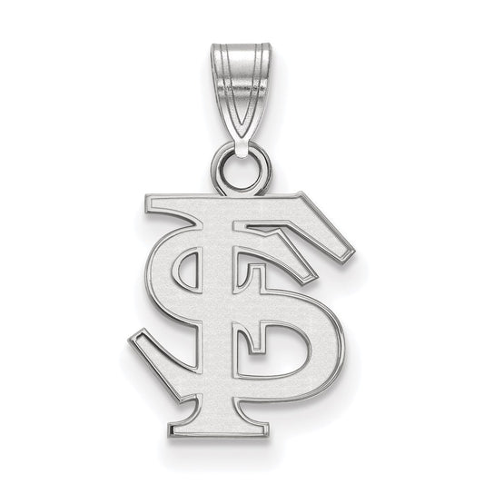 14K White Gold Logoart Florida State University F S Small Pendant