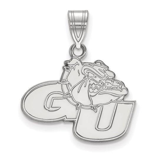 14K White Gold Logoart Gonzaga University G U Bulldog Medium Pendant