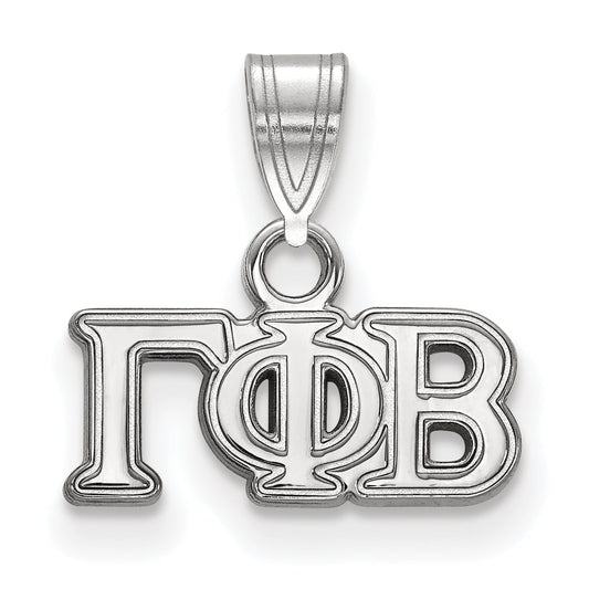 Sterling Silver Rhodium Plated Logoart Gamma Phi Beta Sorority Greek Letters Small Pendant