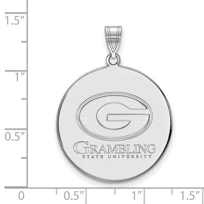 Sterling Silver Rhodium Plated Logoart Grambling State University Extra Large Disc Pendant