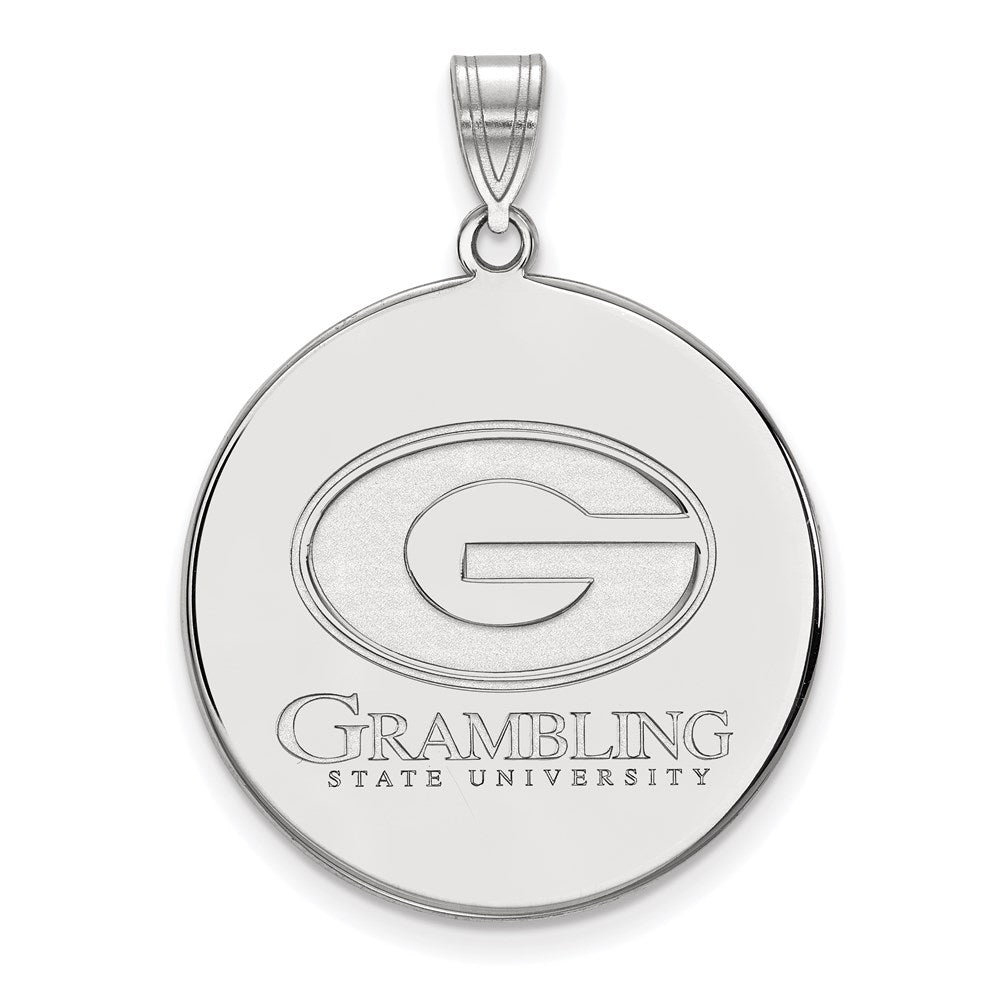 Sterling Silver Rhodium Plated Logoart Grambling State University Extra Large Disc Pendant