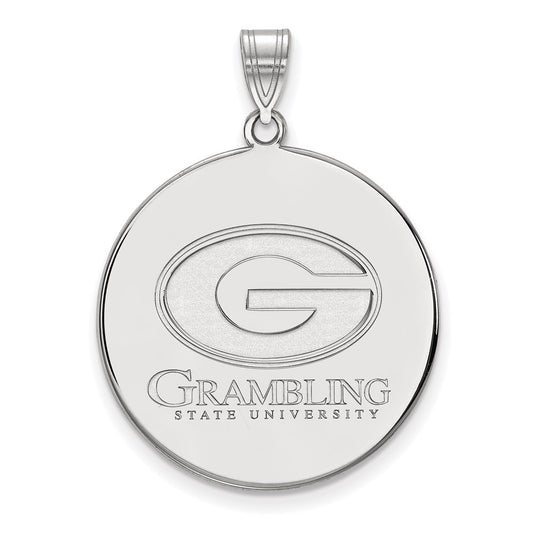 Sterling Silver Rhodium Plated Logoart Grambling State University Extra Large Disc Pendant