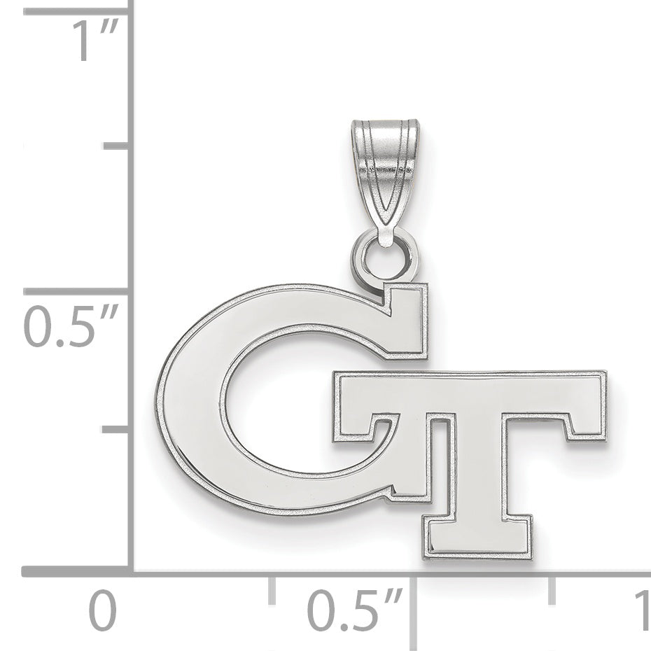 Sterling Silver Rhodium Plated Logoart Georgia Institute Of Technology G T Small Pendant