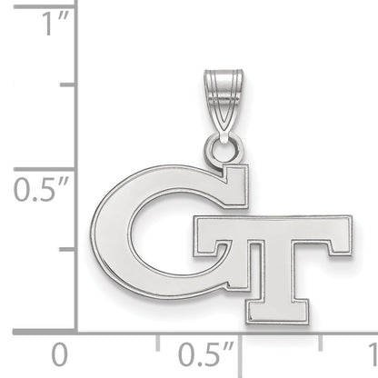 Sterling Silver Rhodium Plated Logoart Georgia Institute Of Technology G T Small Pendant