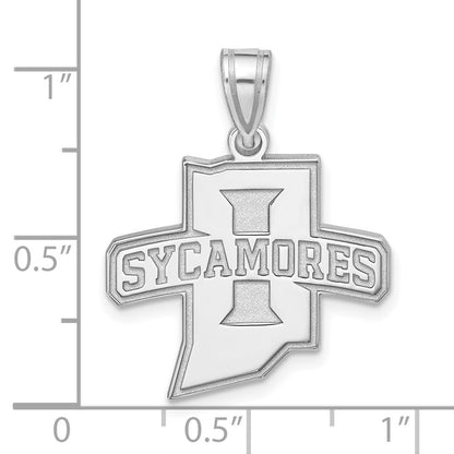 14K White Gold Logoart Indiana State University Sycamores Large Pendant