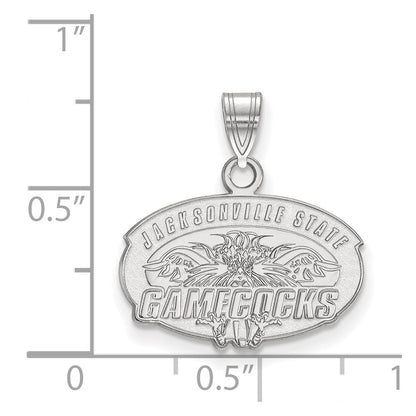 Sterling Silver Rhodium Plated Logoart Jacksonville State University Small Pendant