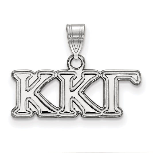 Sterling Silver Rhodium Plated Logoart Kappa Gamma Sorority Greek Letters Small Pendant