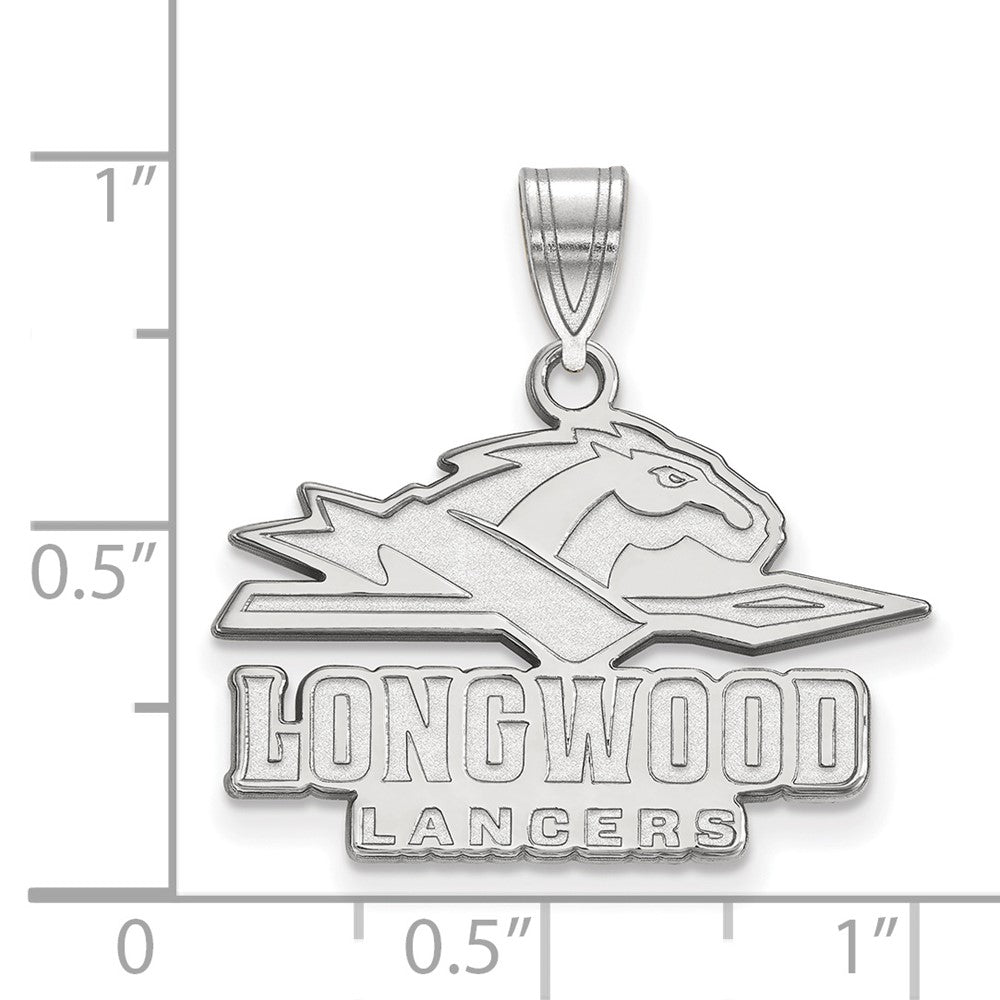 Sterling Silver Rhodium Plated Logoart Longwood University Lancers Medium Pendant