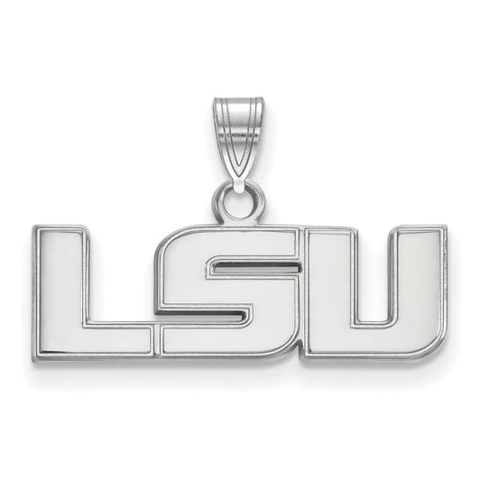 10K White Gold Logoart Louisiana State University L S U Small Pendant