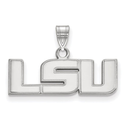 14K White Gold Logoart Louisiana State University L S U Small Pendant