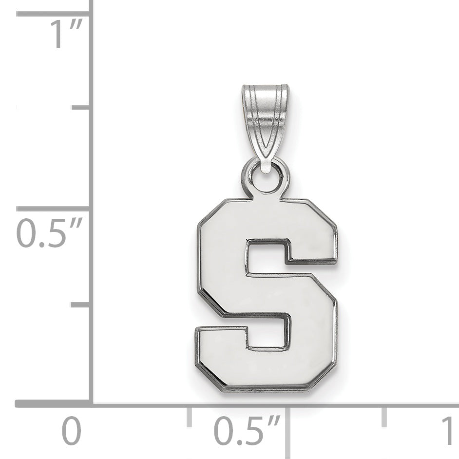 Sterling Silver Rhodium Plated Logoart Michigan State University Letter S Small Pendant
