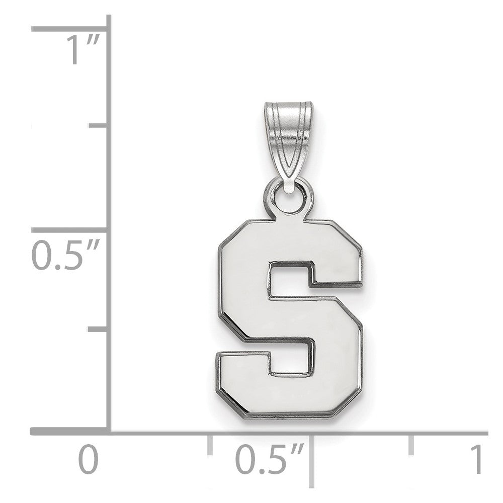 14K White Gold Logoart Michigan State University Letter S Small Pendant