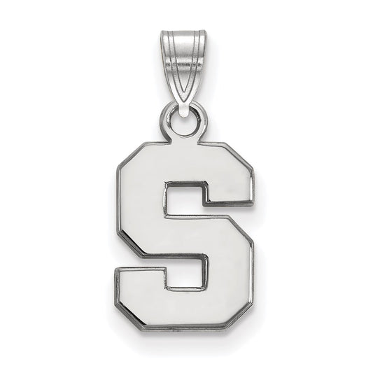 10K White Gold Logoart Michigan State University Letter S Small Pendant