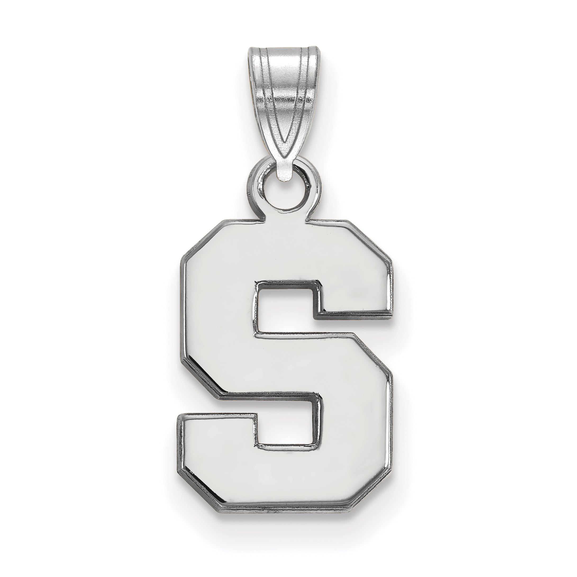 Sterling Silver Rhodium Plated Logoart Michigan State University Letter S Small Pendant
