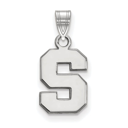 Sterling Silver Rhodium Plated Logoart Michigan State University Letter S Small Pendant