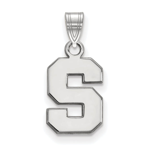 Sterling Silver Rhodium Plated Logoart Michigan State University Letter S Small Pendant
