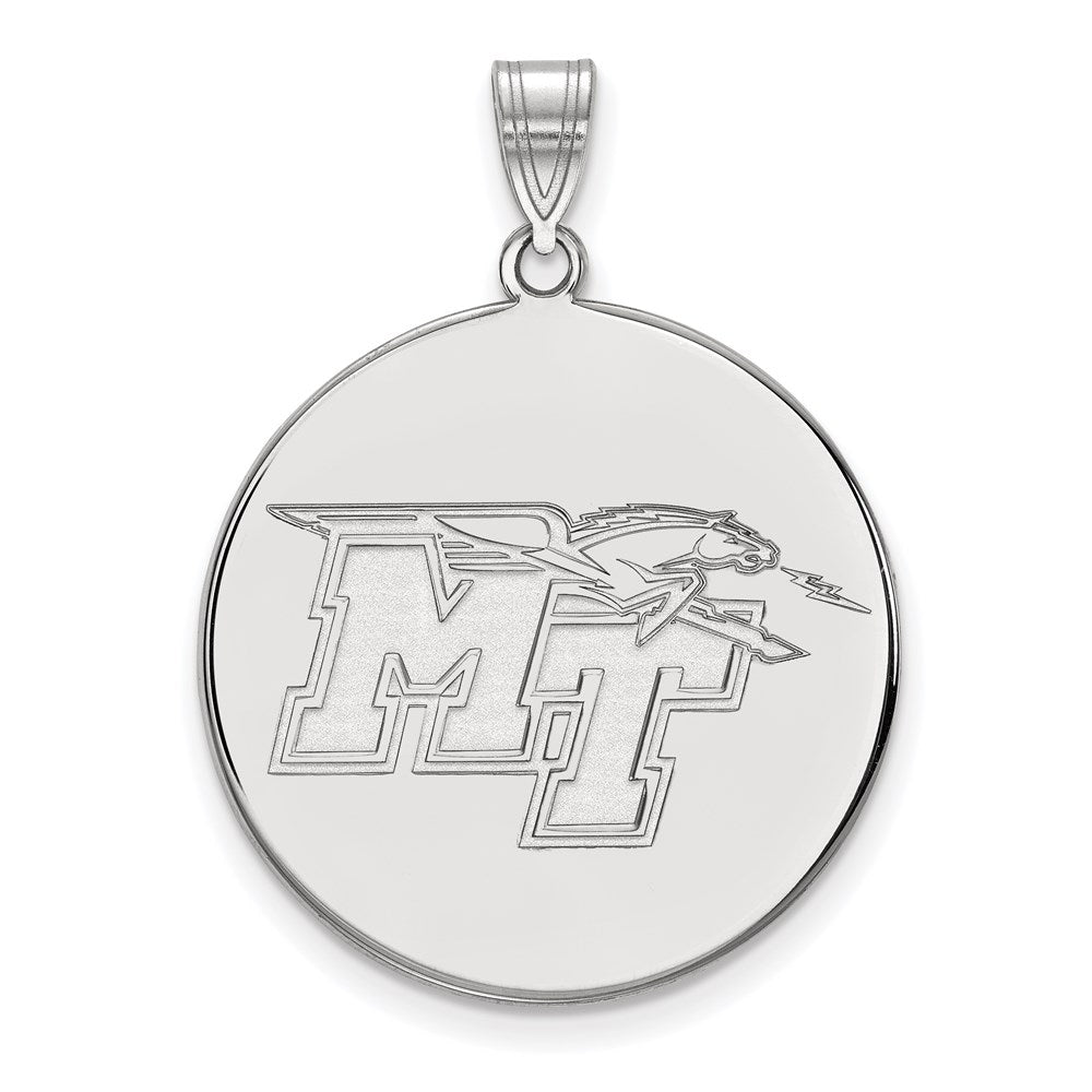 10K White Gold Logoart Middle Tennessee State University M T Extra Large Disc Pendant