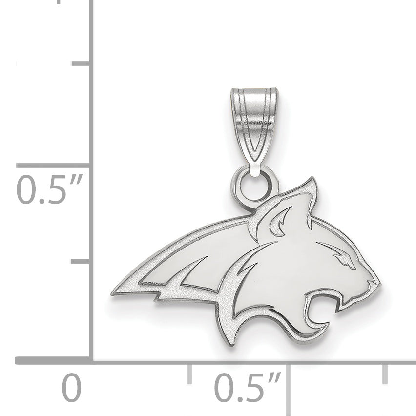 Sterling Silver Rhodium Plated Logoart Montana State University Bobcat Small Pendant