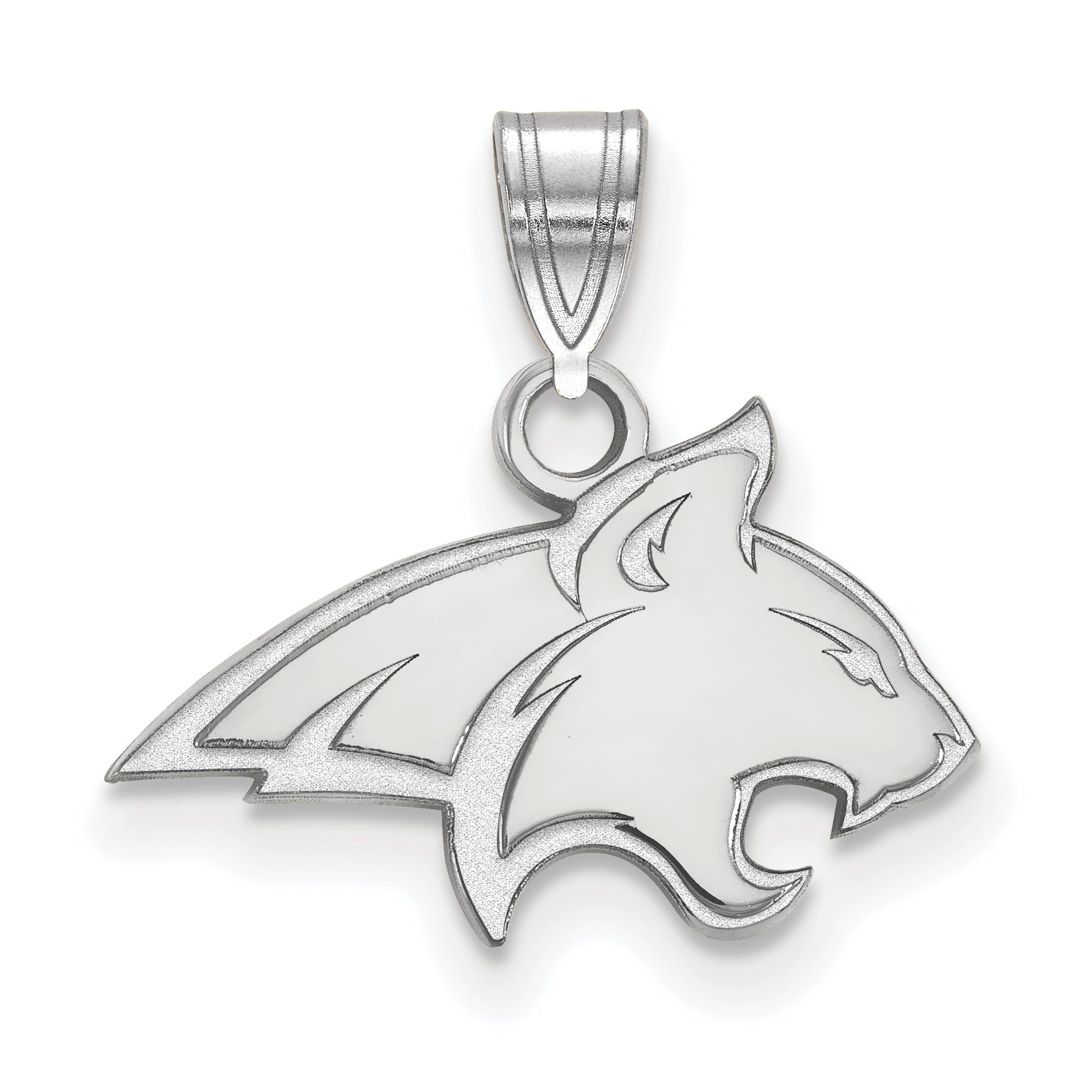 Sterling Silver Rhodium Plated Logoart Montana State University Bobcat Small Pendant
