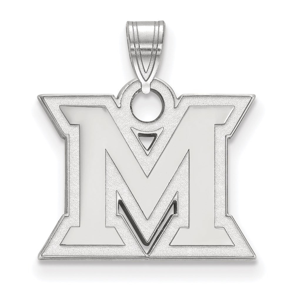 14K White Gold Logoart Miami University Ohio Letter M Small Pendant