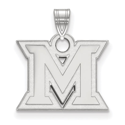 14K White Gold Logoart Miami University Ohio Letter M Small Pendant