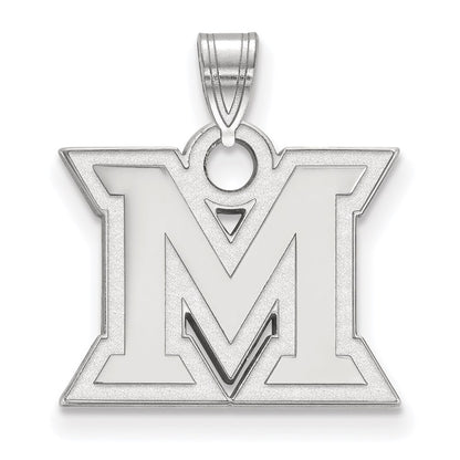 10K White Gold Logoart Miami University Ohio Letter M Small Pendant