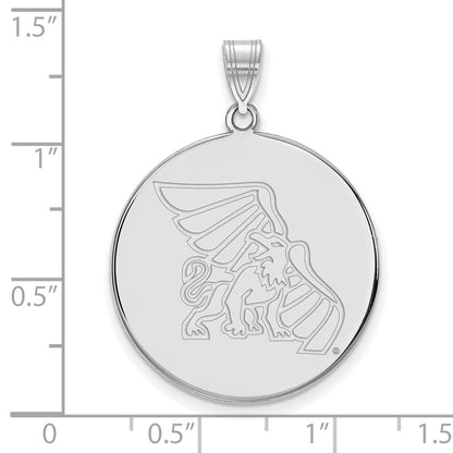 14K White Gold Logoart Missouri Western State University Griffon Extra Large Disc Pendant