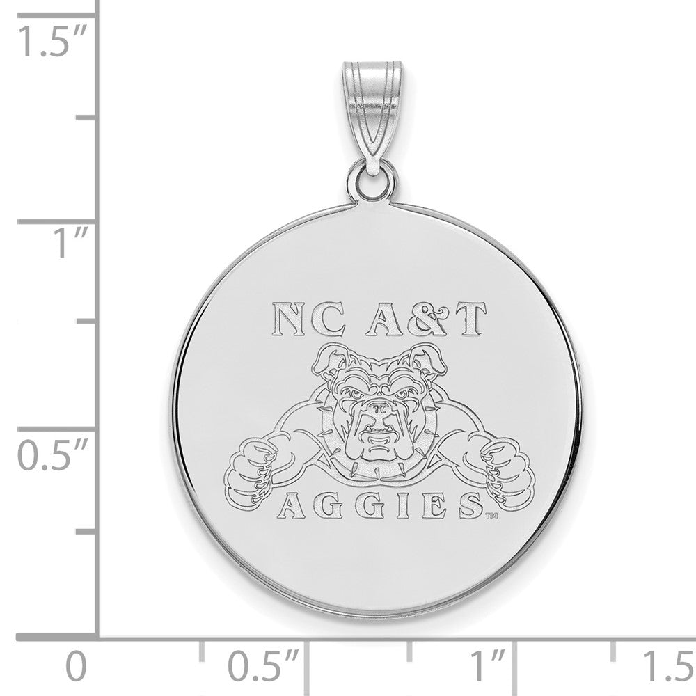 Sterling Silver Rhodium Plated Logoart North Carolina A And T Aggies Extra Large Disc Pendant
