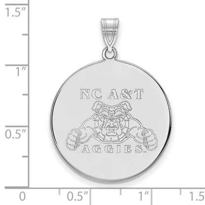 Sterling Silver Rhodium Plated Logoart North Carolina A And T Aggies Extra Large Disc Pendant