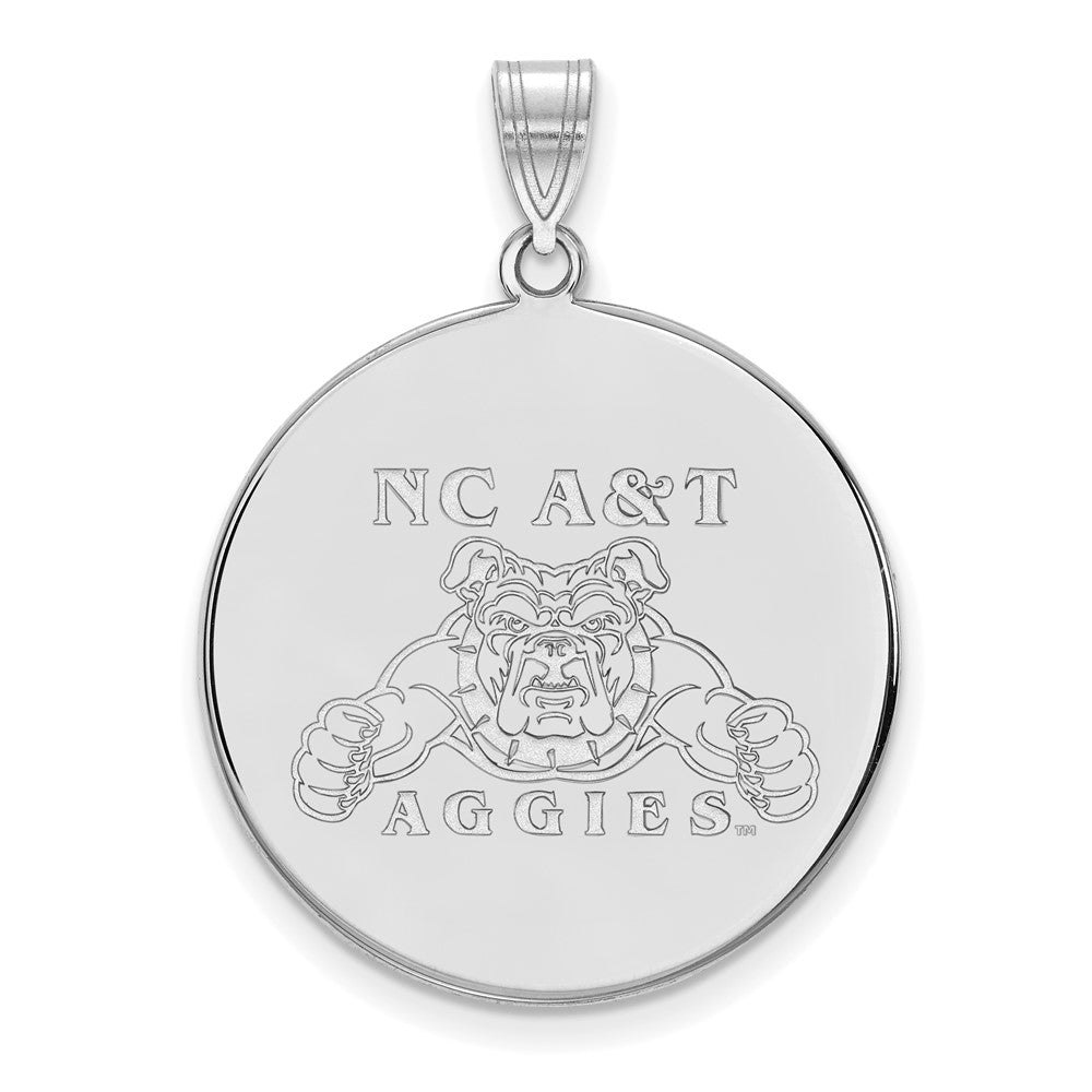 Sterling Silver Rhodium Plated Logoart North Carolina A And T Aggies Extra Large Disc Pendant
