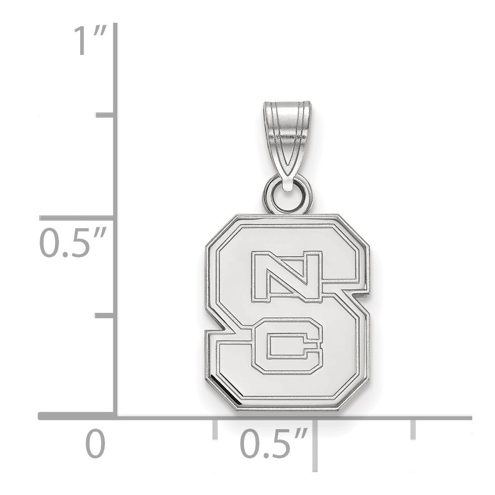14K White Gold Logoart North Carolina State University N C S Small Pendant