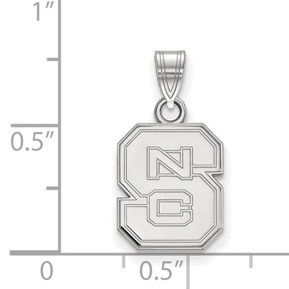 Sterling Silver Rhodium Plated Logoart North Carolina State University N C S Small Pendant