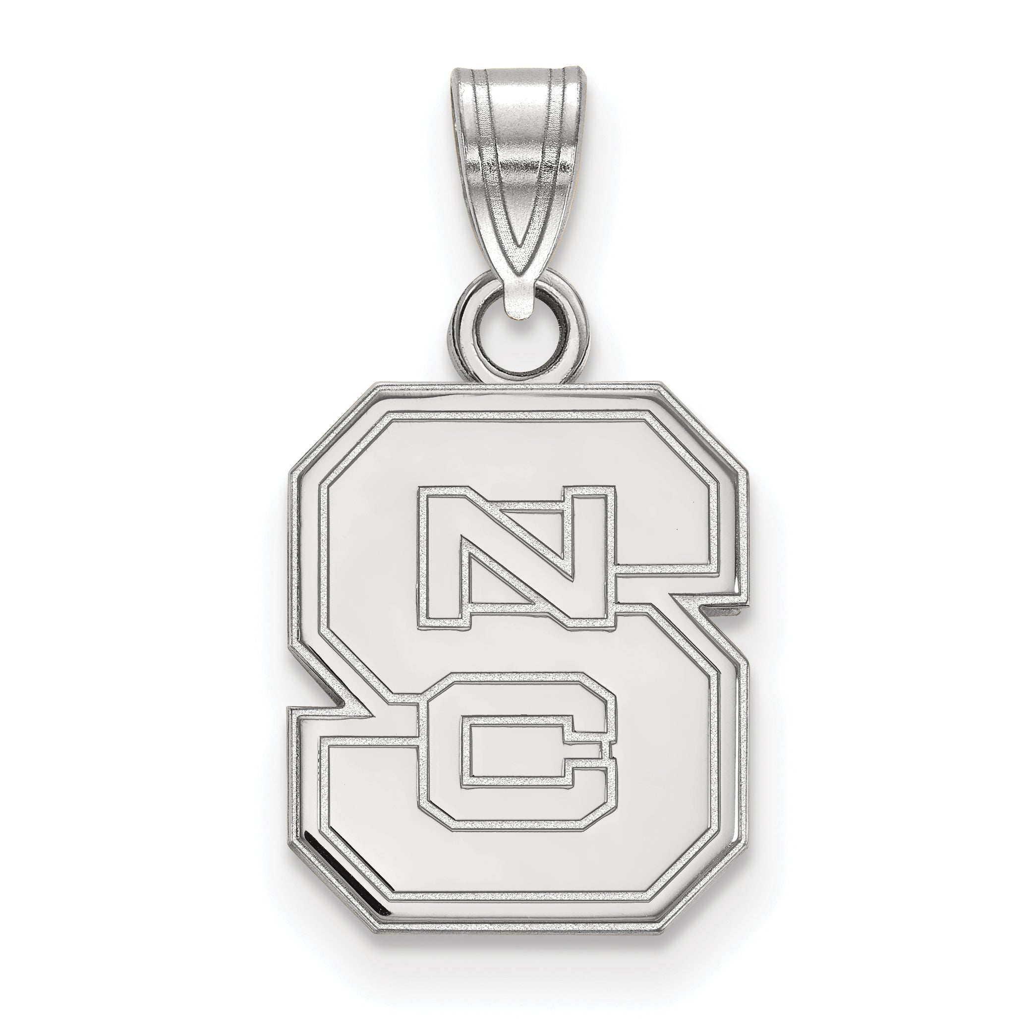 Sterling Silver Rhodium Plated Logoart North Carolina State University N C S Small Pendant